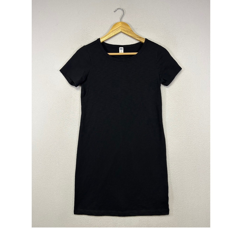 Minimalist Old Navy Womens XS Black Short Sleeve Slub Jersey Mini T-Shirt Dress